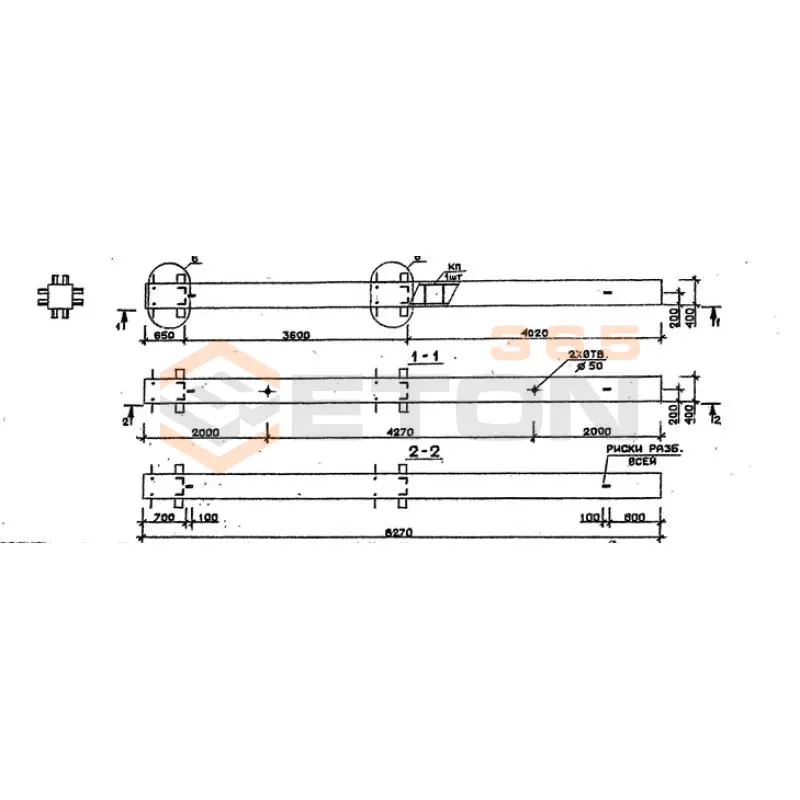 Колонны сечением 400х400 мм для зданий с высотами этажей 3,6 м Серия 1.020.1-2с/89 2КБ 36-83-4