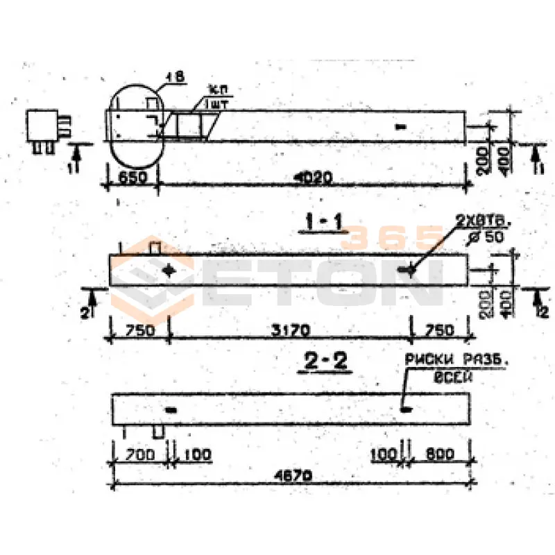 Колонны сечением 400х400 мм для зданий с высотами этажей 3,6 м Серия 1.020.1-2с/89 5КБ 36-47-2 н