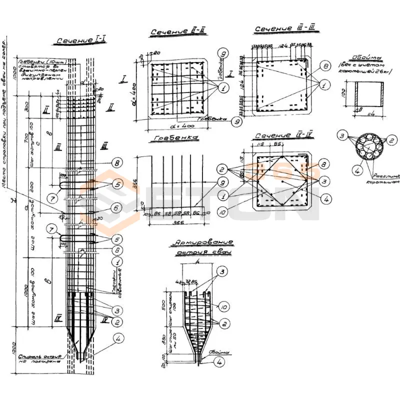 Сваи предварительно напряженные Серия ОФ 02-02 СНпр 25-400 (ОФ 02-02)