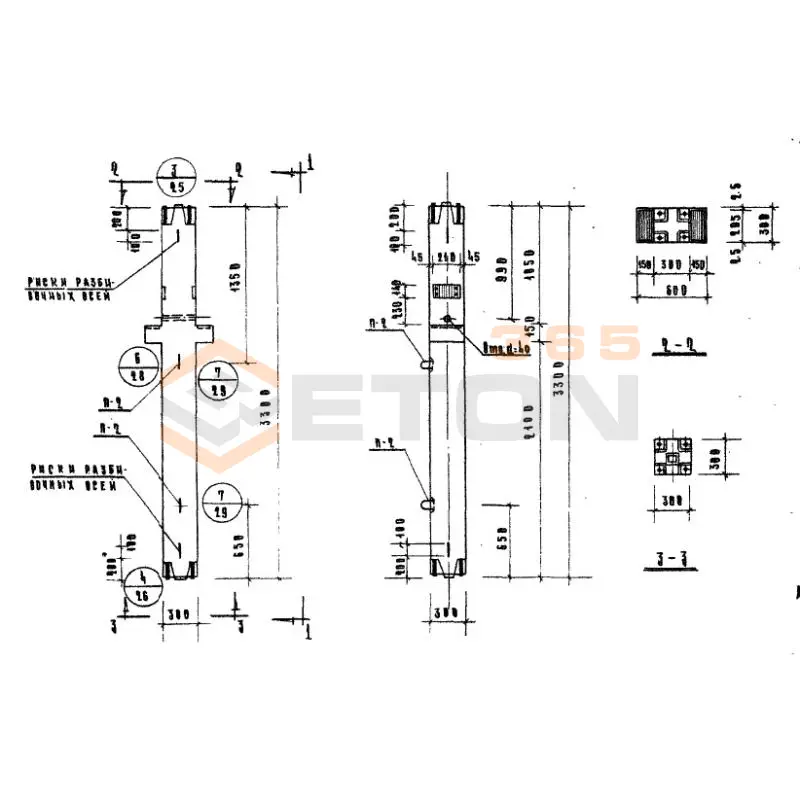 Колонны сечением 300х300 Серия ИИ 04-2 КСР 333-17