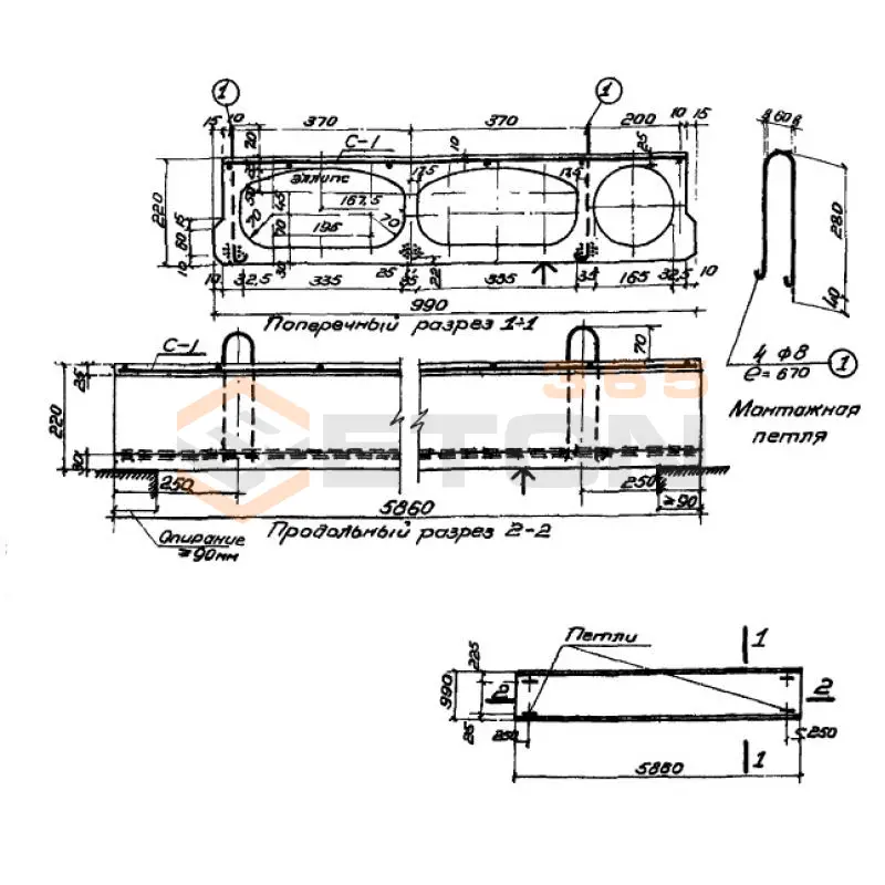 Панели с овальными пустотами Серия ИИ 01-02 ПОНТ 60-10 (ИИ 01-02)