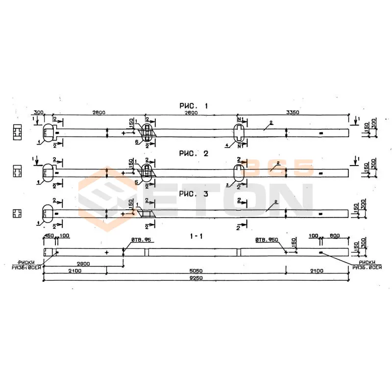 Колонны сечением 300х300 серия 1.020-1/87 ( 1.020.1-7, 1.020-1/83, ИИ 04-1, 1.020.1-3пв ) 3К 3-28-3
