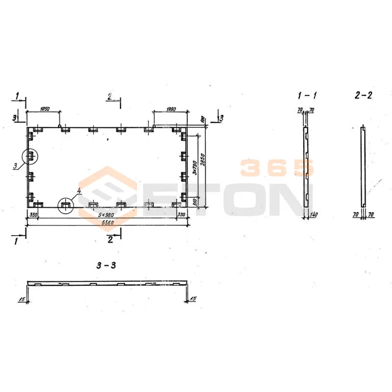 Диафрагмы жесткости плоские серия 1.020-1/87 ( 1.020.1-7, 1.020-1/83, ИИ 04-1, 1.020.1-3пв ) Д 56-29 пв