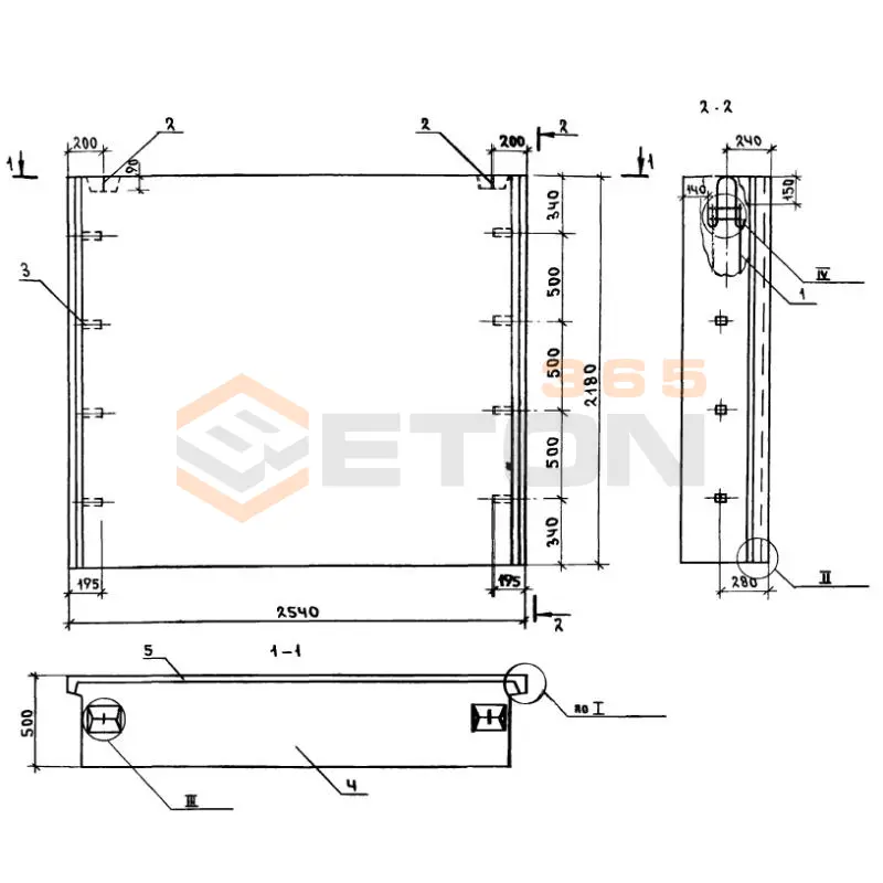 Блоки наружных стен Серия 1.133.1-7 1БН 25-22-50-5 п