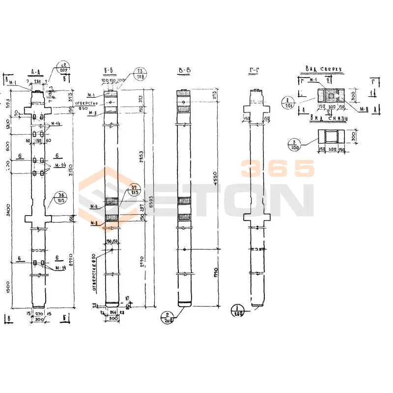 Колонны сечением 300х300 Серия ИИ 04-2 К2 23-66-3 а