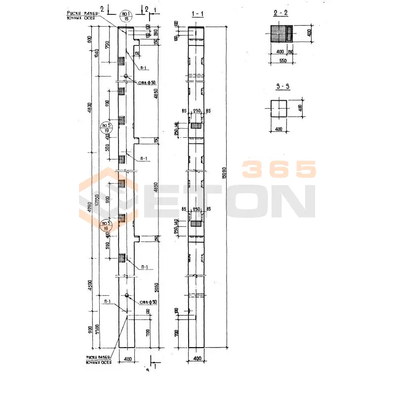 Колонны сечением 400х400 Серия ИИ 04-2 К3К 448-24