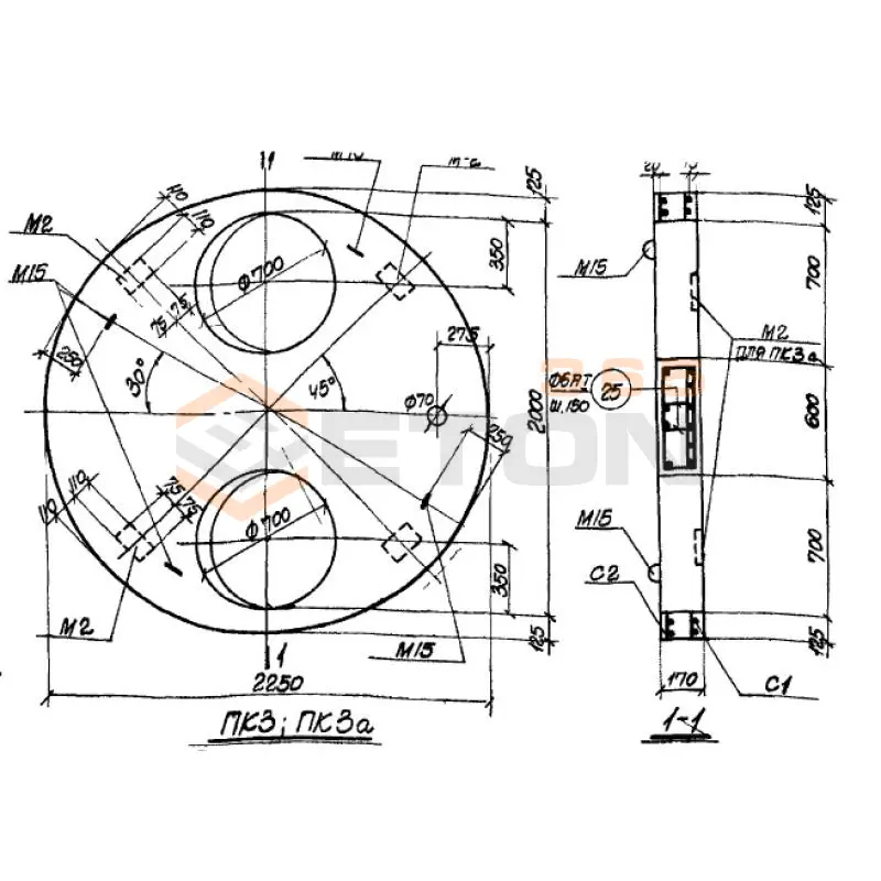 Плиты перекрытия колодцев ТП 905-7 ПК 3 а (ТП 905-7)
