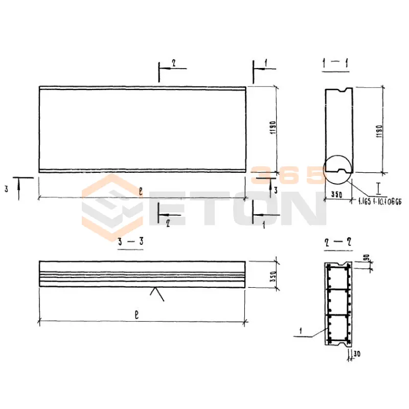 Панели покрытий сплошные Серия 1.165.1-10 П 24-12-35-3 я