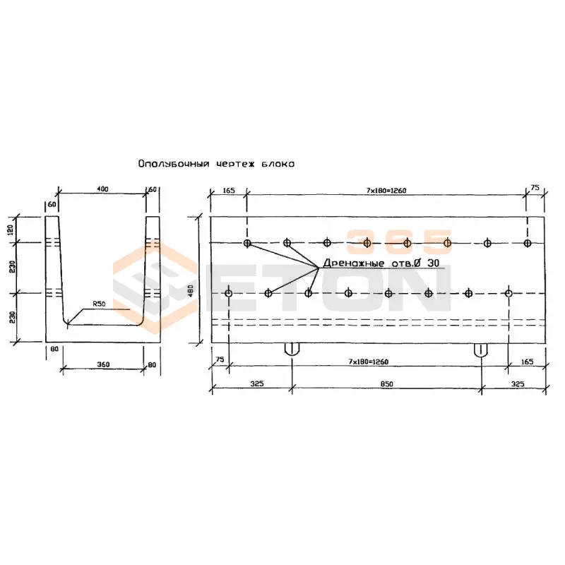 Лотки междупутные Альбом ГИПРОТРАНСПУТЬ БЛ 0,5 (Альбом ГИПРОТРАНСПУТЬ)