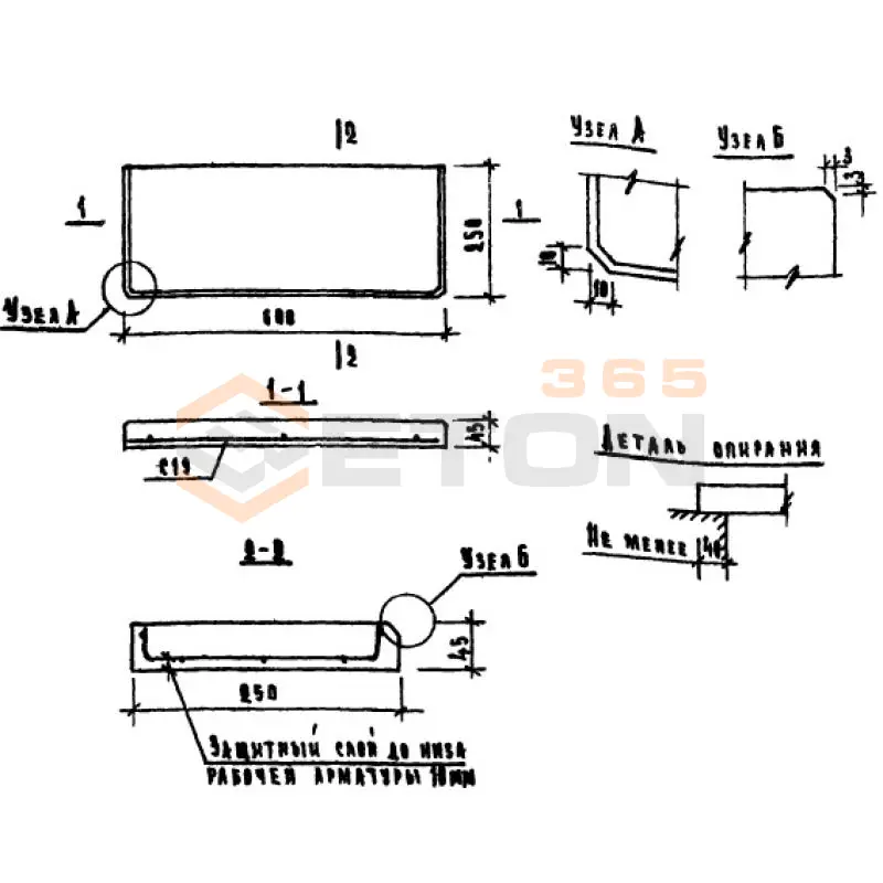 Плиты подоконные Серия 1.136-1 ЛО 6-25 (1.136-1)