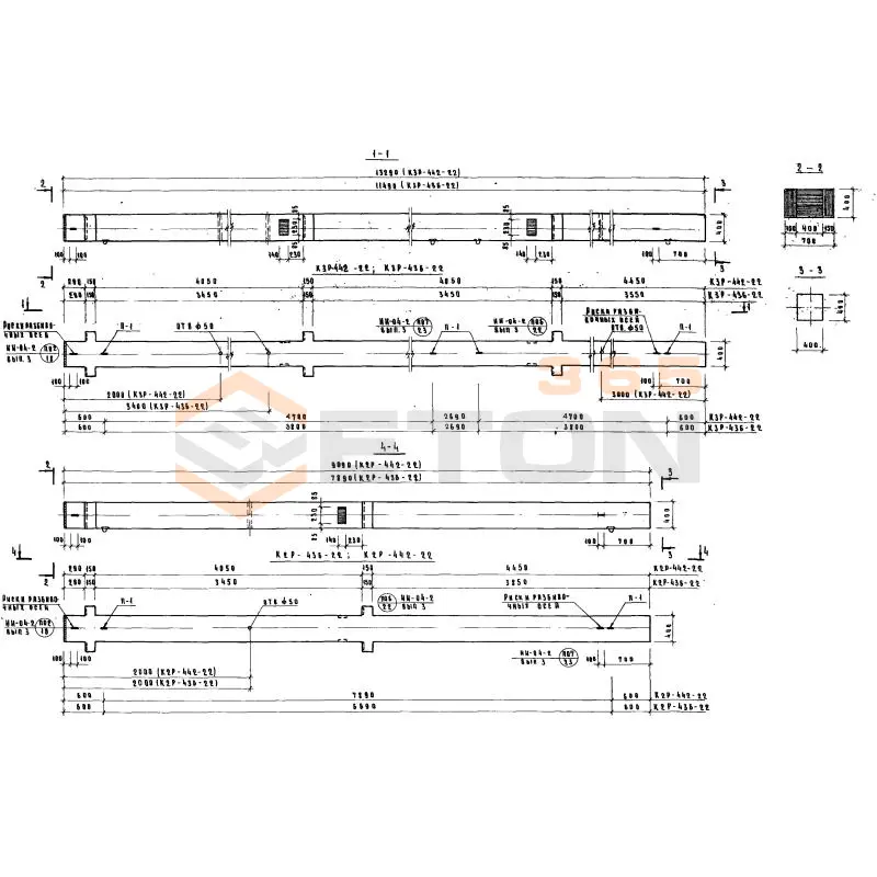 Колонны сечением 400х400 Серия ИИ 04-2 К3Р 442-22