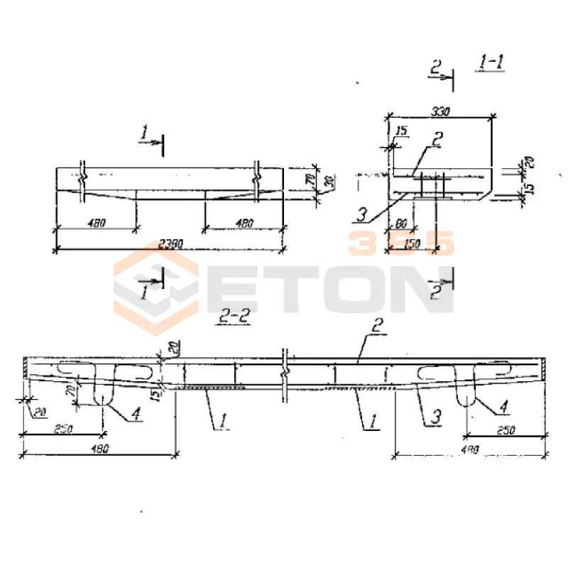 Ступени плоские для сквозных маршей Серия Б1.055.1-1.01 ЛСС 24 (Б1.055.1-1.01)