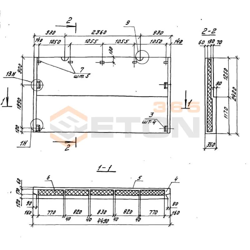 Панели парапетные Серия 1.100.1-7 3НЧ 45-24-35-150 л