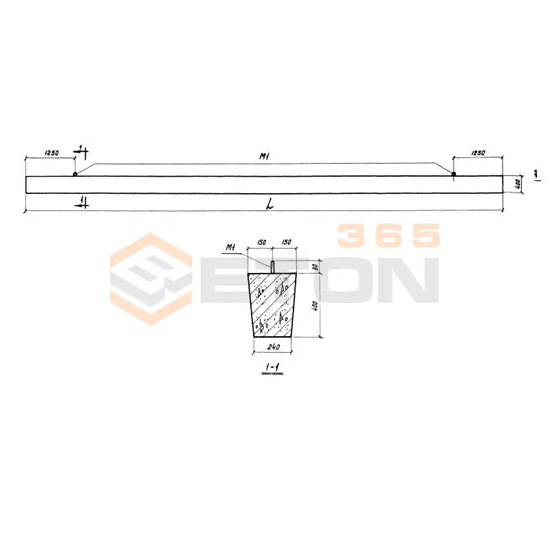 Балки фундаментные Серия КЭ 01-53 ФБН 1