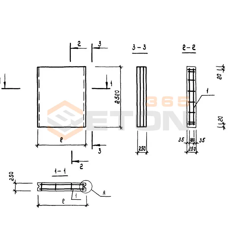 Блоки внутренних стен Серия 1.134.1-10 СБВ 9-25-8 я-20