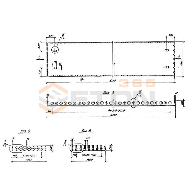 Плиты перекрытия многопустотные ПК шириной 1,5 метра Серия 1.041.1-3 ПК 86-15-7 АтIVс-2