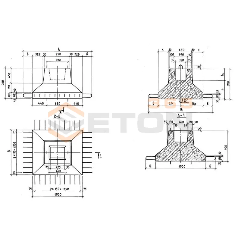 Блоки фундаментные Серия 3.006.1-3/83 Ф 1 (3.006.1-3/83)