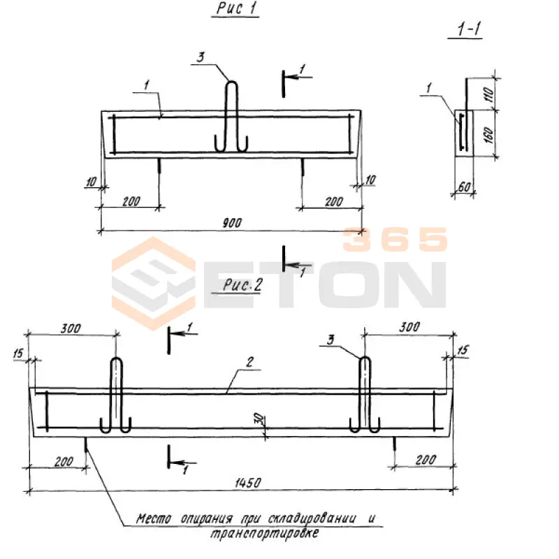 Бетонные вкладыши Серия 1.100.1-7 БВ 15-2-6