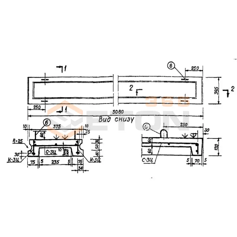 Панели для сборно-монолитных перекрытий Серия ИИ 01-02 ЦА 3 (ИИ 01-02)