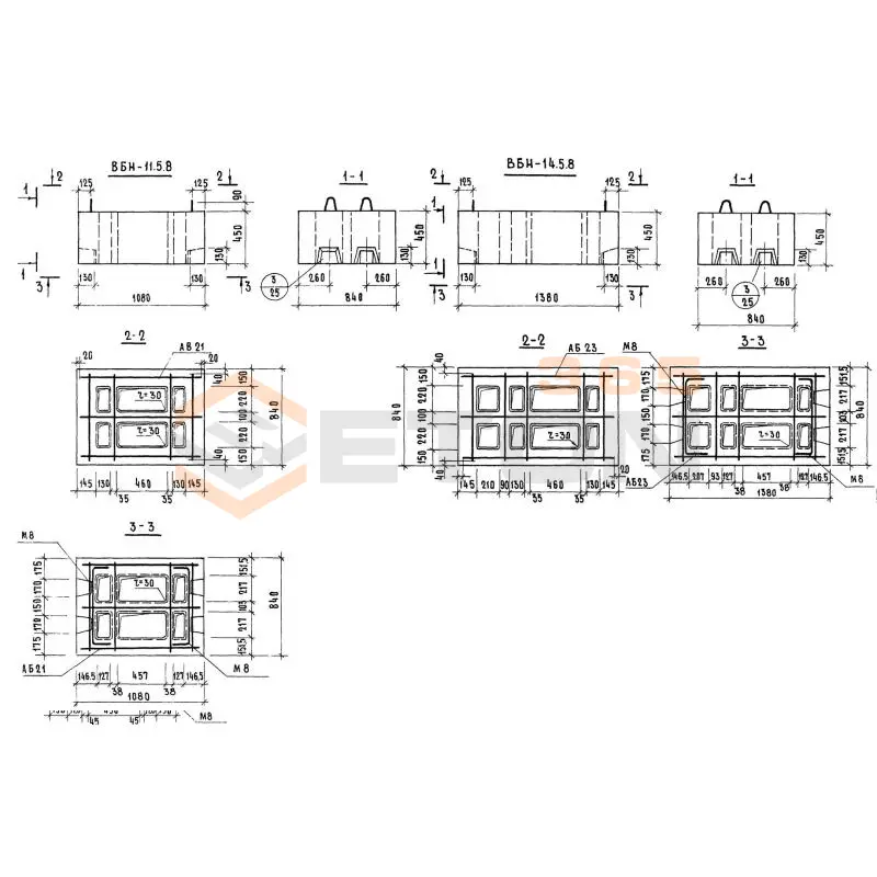 Блоки вентиляционные Серия 1.134.1-3 ВБН 11-5-8