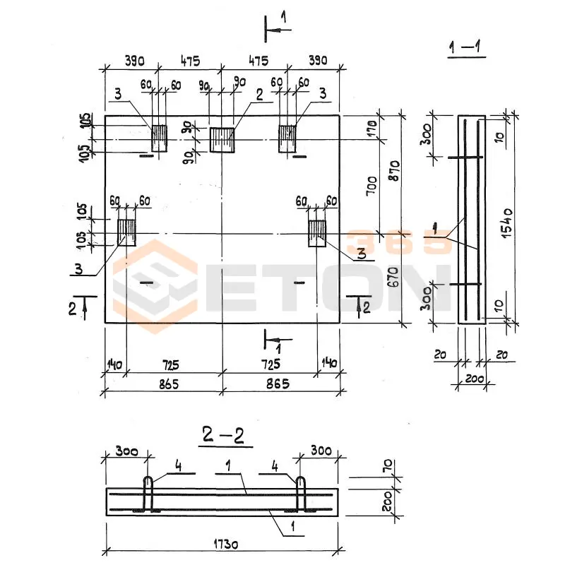 Плиты приямка монолитные Серия 1.189.1-9 ПЛм 17-16-40 (1.189.1-9)