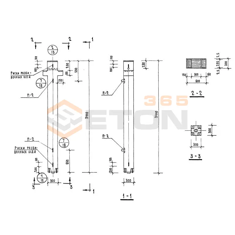 Колонны сечением 300х300 Серия ИИ 04-2 КВР 342-14