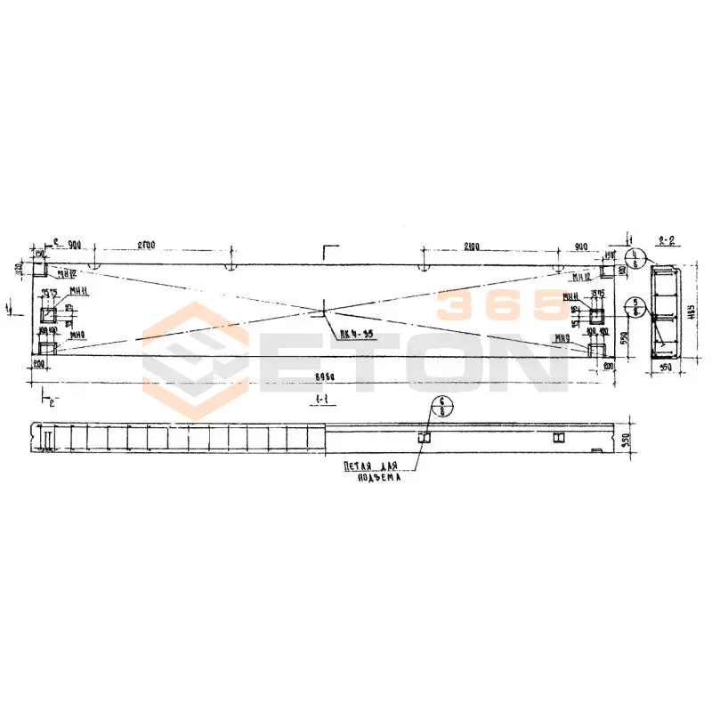 Панели стеновые керамзитобетонные толщиной 40 см Серия ИИ 04-5 Н 60-6