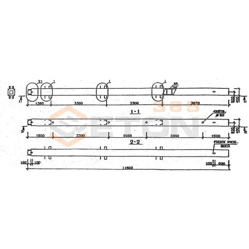 Колонны сечением 400х400 мм для зданий с высотами этажей 3,3 м Серия 1.020.1-2с/89 1КН 33-119-7 с