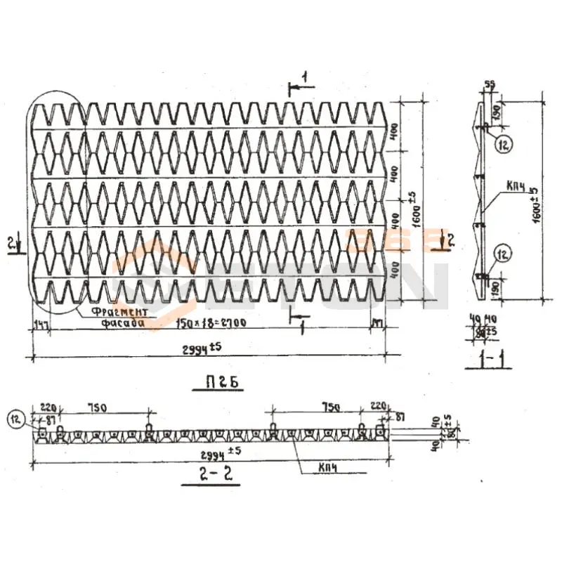 Панели оград желеезобетонные П Серия 3.017-1 П 2 Б
