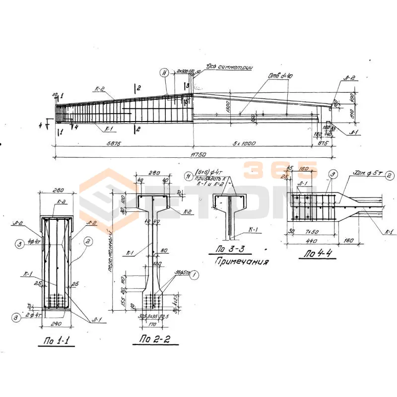 Балки Серия ПК 01-06 Б 2-12-2