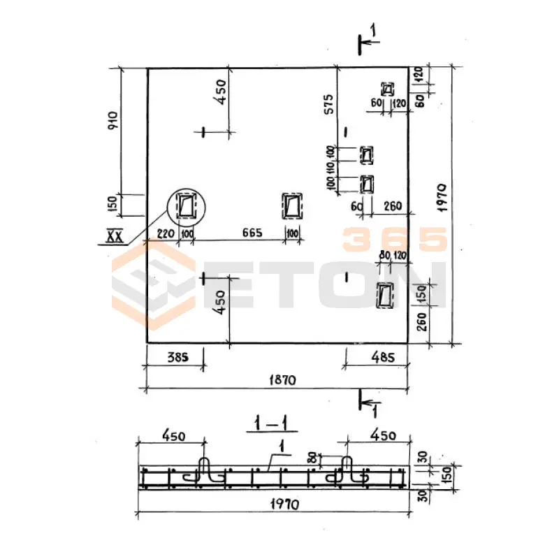 Плиты перекрытия шахт Серия 1.089.1-2 ПЛ 50Гр-19-20-2 (1.089.1-2)