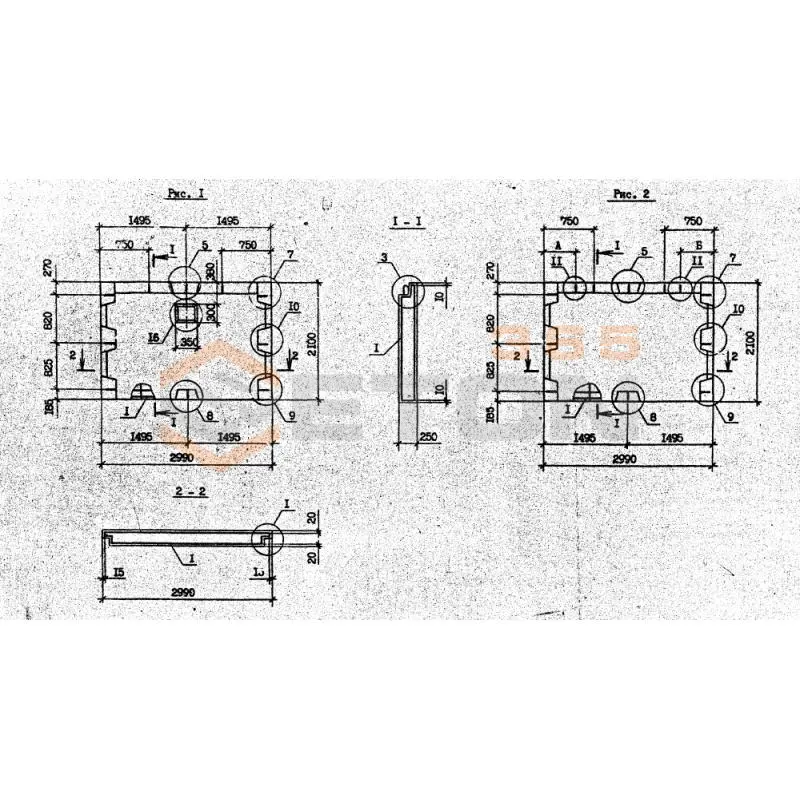 Панели наружных стен нулевого цикла Серия 1.090.1-2с 2ПСЦ 30-21-2,5 пс9 (1.090.1-2с)