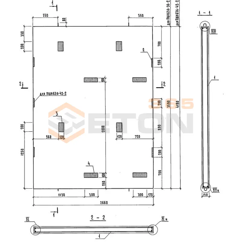 Панели шахт лифтов Серия 1.289.1-2 ПШЛ 63б-42-2