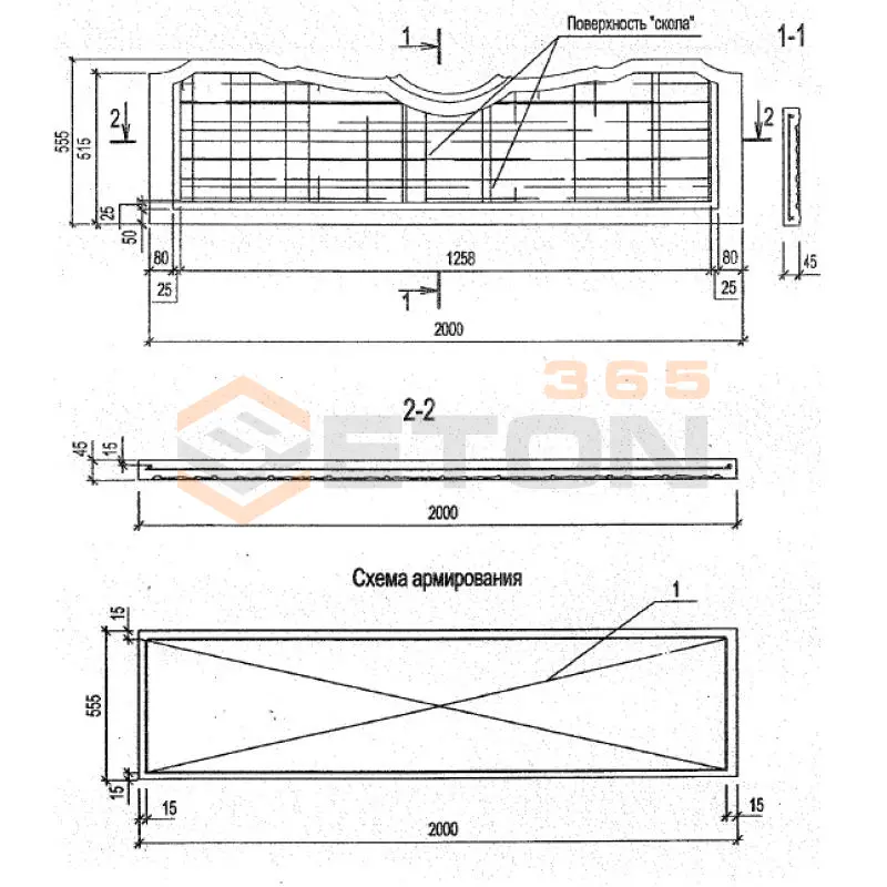 Панели оград Серия Б3.017.1-7.05 ПО 20-6-5 м-8 (Б3.017.1-7.05)