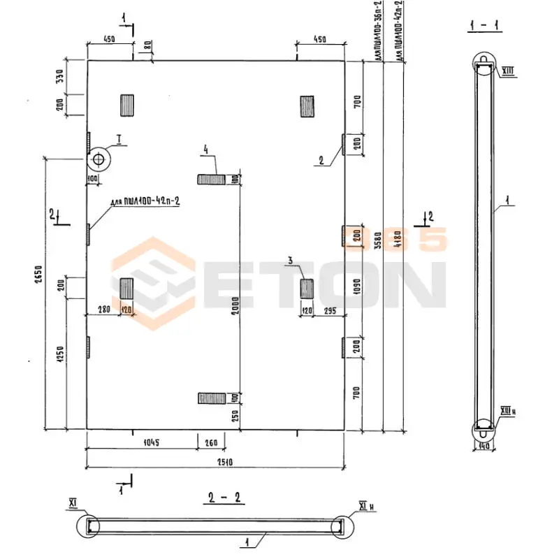 Панели шахт лифтов Серия 1.289.1-2 ПШЛ 100-42п-2