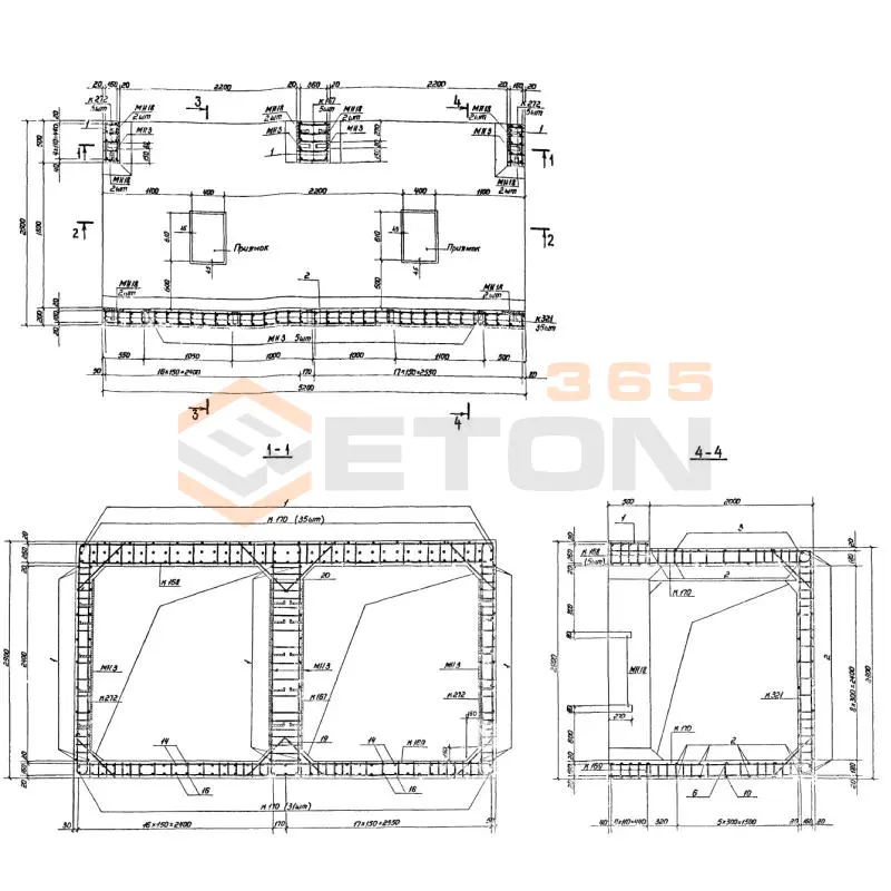 Участки монолитные Серия 03.005-6 Участок 5-IV