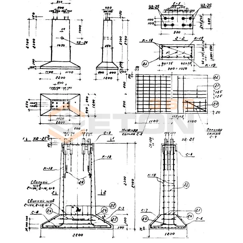 Фундаменты (подножники) Серия 3.407-40/70 УФ 1 (3.407-40/70)