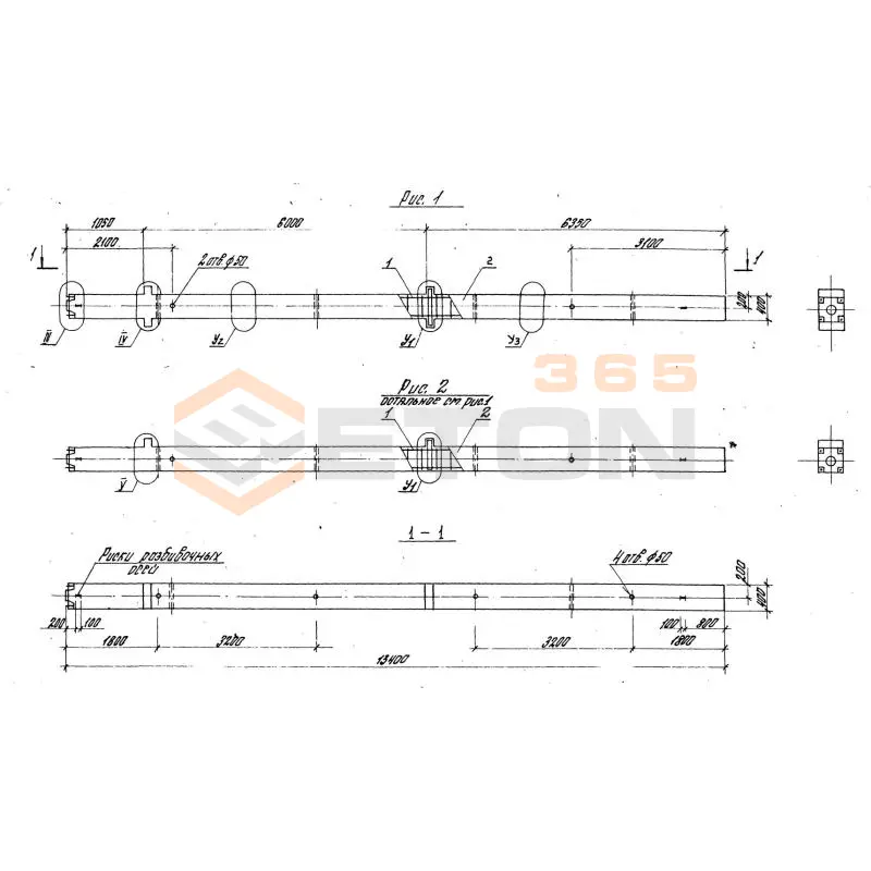 Колонны для зданий с высотой этажей 5,4 и 6,0 (7,2) м серия 1.020-1/87 ( 1.020.1-7, 1.020-1/83, ИИ 04-1, 1.020.1-3пв ) 2КНД 4-60-4,2
