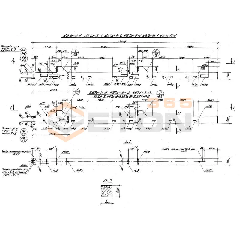 Колонны железобетонные для многоэтажных производственных зданий на высоту этажа 6,0 м Серия 1.420-12 вып. 3 К 27а-17-5