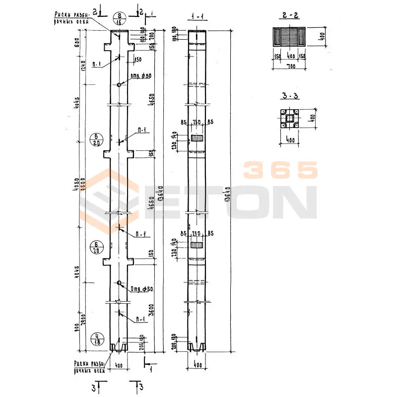 Колонны сечением 400х400 Серия ИИ 04-2 К3ВР 448-38
