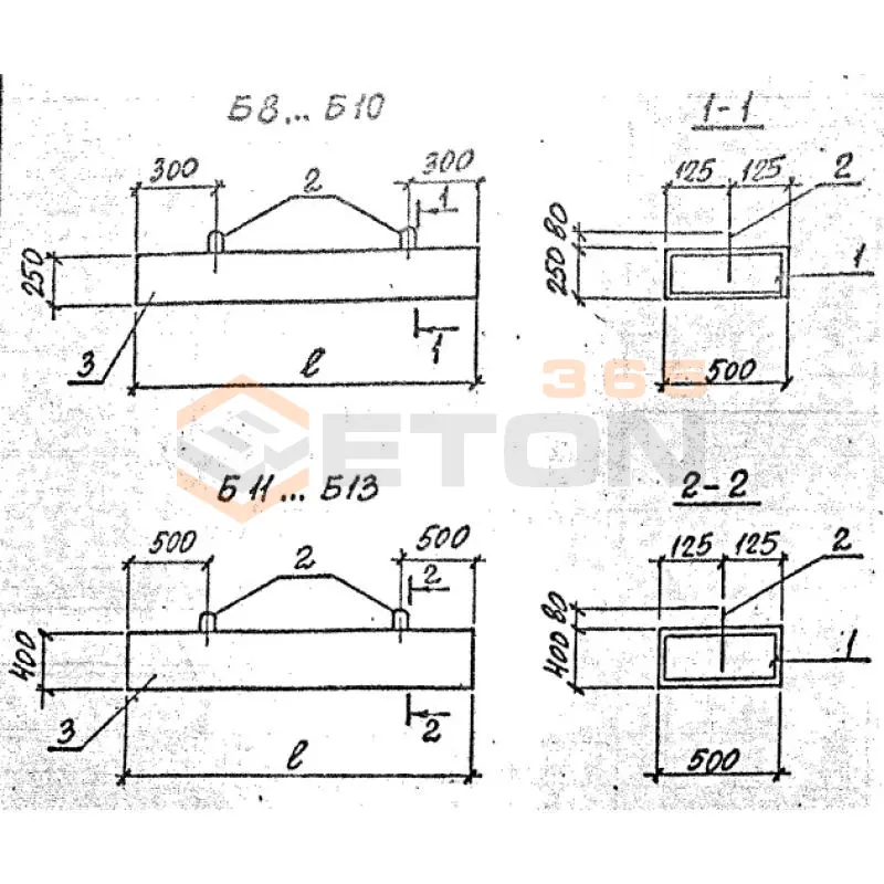 Балки перекрытия каналов Б серия 3.006.1-8 Б 8