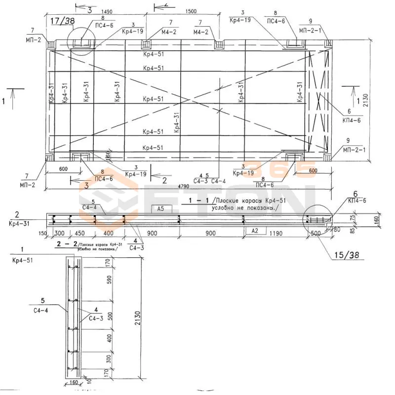 Плиты лифтового холла Альбом ИЖ 4.2-1 ПЛХ 1