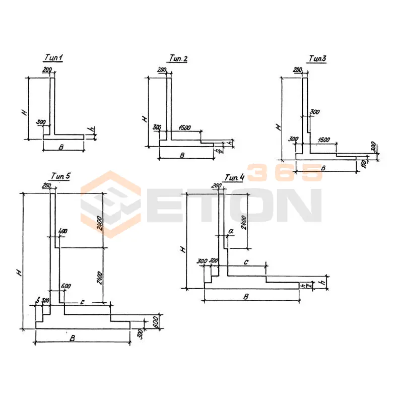 Подпорные стены Серия 3.002.1-2 ПСМ 42-39-1