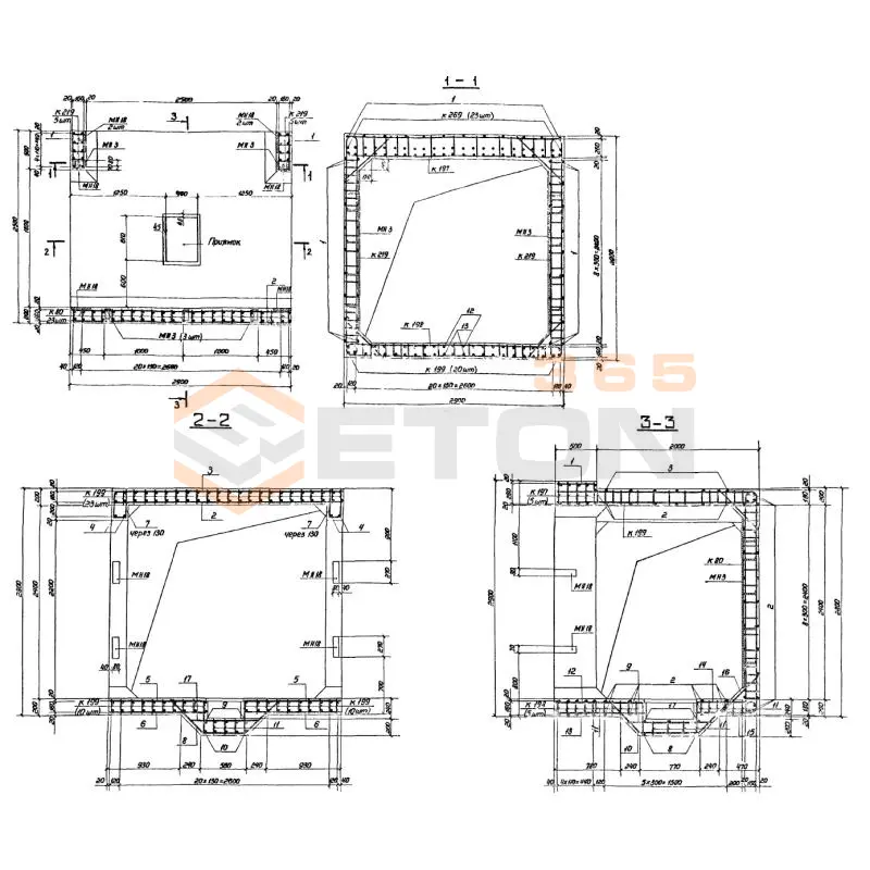 Участки монолитные Серия 03.005-6 Участок 7-III