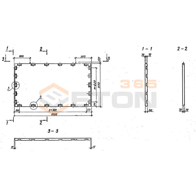 Диафрагмы жесткости плоские серия 1.020-1/87 ( 1.020.1-7, 1.020-1/83, ИИ 04-1, 1.020.1-3пв ) Д 56-32 пв