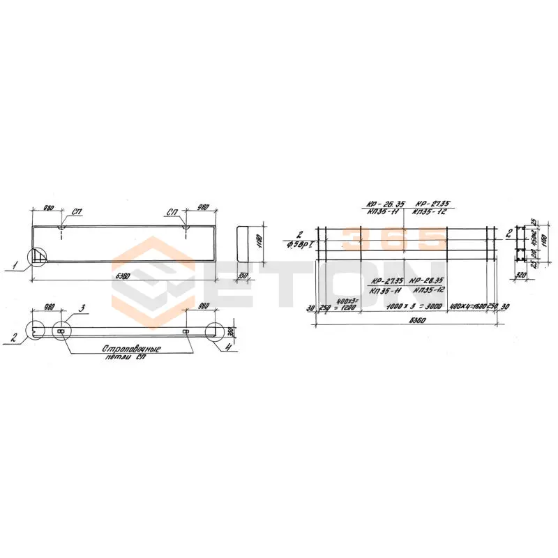 Панели стеновые толщиной 350 мм Серия 1.030.1-1 ПС 64-12-3,5-6 л-2