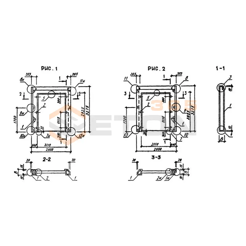 Панели наружных стен однослойные Серия 1.090.1-3пв 2ПСД 29-33-3,5-1 п пв (1.090.1-3пв)
