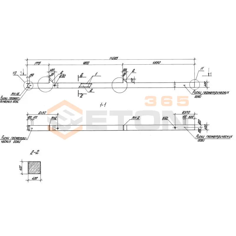 Колонны железобетонные. Высота этажей 4,8 и 6,0 м серия 1.420-35.95 ( 1.420-12, ИИ 23-3/70, ИИ 23-2/70, ИИ 23-1/70 ) К 13-1