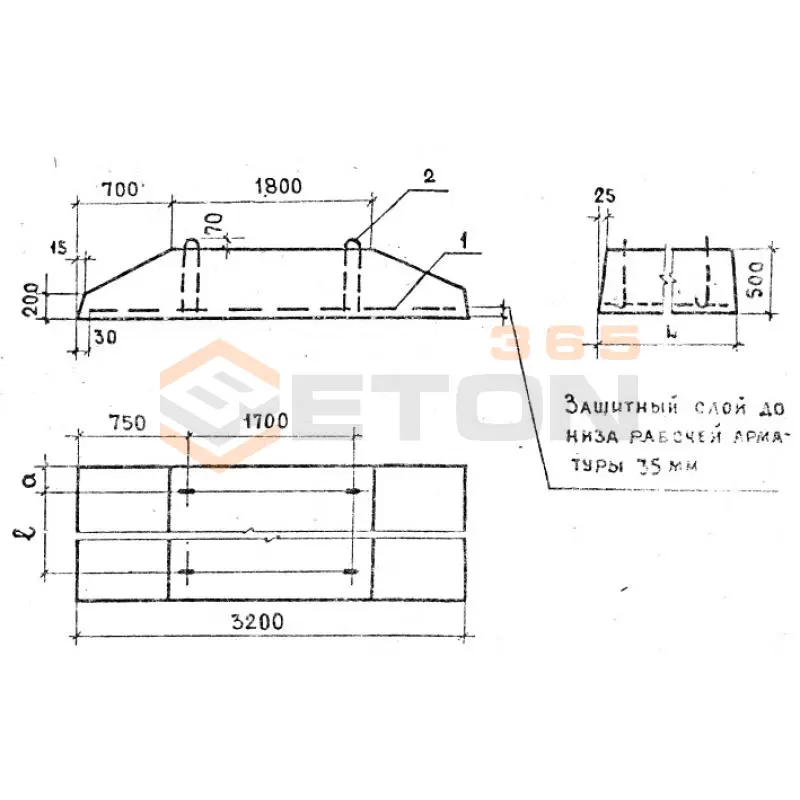 Плиты железобетонные ленточных фундаментов (фундаментные подушки) ГОСТ 13580-85 ФЛ 32-8-3