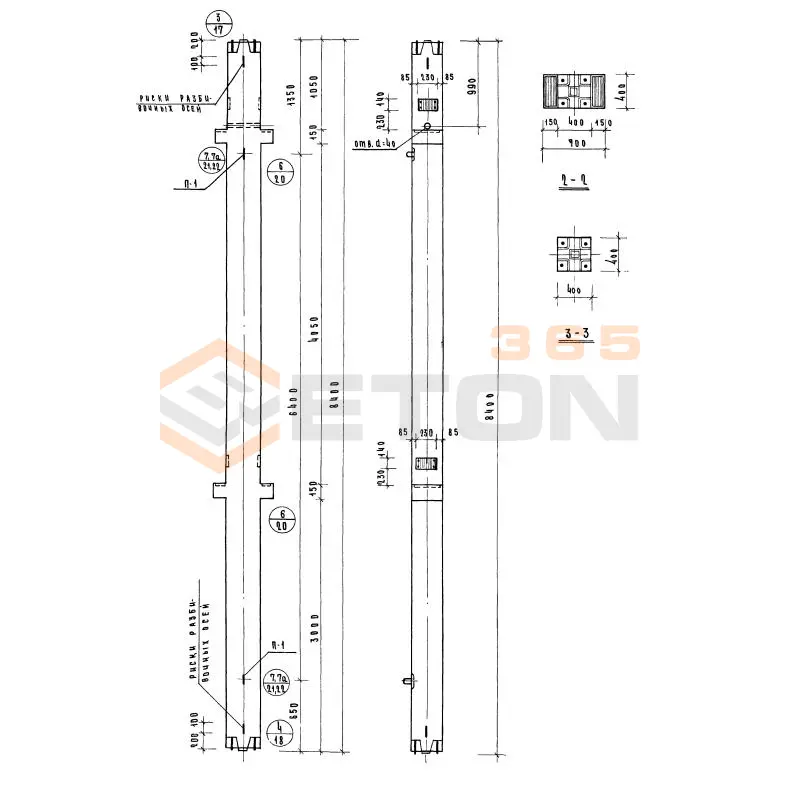 Колонны сечением 400х400 Серия ИИ 04-2 КСР 484-58
